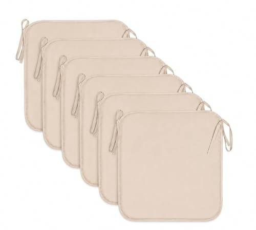 L S U Waterproof Chair Cushion Seat Pads Outdoor Tie-On Garden Patio Kitchen Office Chairs- Pack of 2, 4, 6, 8 (Pack 8 Beige)