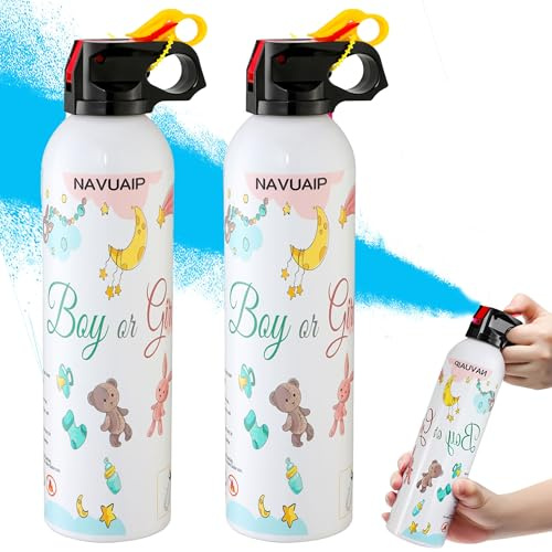 Large Gender Reveal Fire Extinguisher, Gender Reveal Color Smoke Powder Spray, 2 Pcs Blue Blaster Only for Baby Boy with Blue Smoke Suitable for Gender Reveal Party, 100% Biodegradable Party Supplies