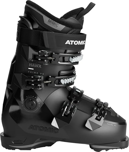 ATOMIC HAWX Prime 90 Skischuhe in Schwarz/Anthrazit - Größe 43.5/44 - Mittelbreite Ski-Boots mit 100 mm Passform & 90er-Flex - Ski-Schuhe mit anpassbarer Mimic Technologie für präzisen Fit
