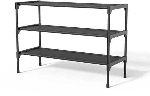 LEIVESTE Scarpiera a 3 Ripiani, Portascarpe Salvaspazio Impilabile per 12 Paia di Scarpe, Organizer per Ingresso, Corridoio, Camera da Letto