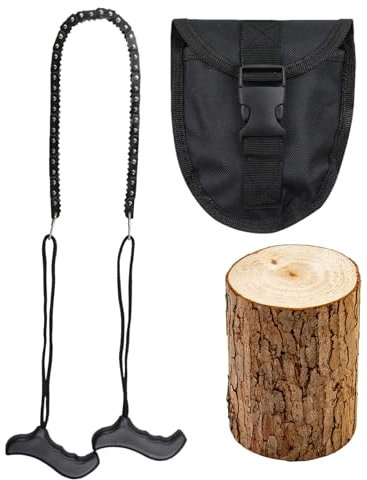 Vhjlfig Scie À Chaîne Manuelle,Scie De Poche Avec Poignées | Outil d'Élagage Portable Pliant pour Camping Randonnée Chasse Randonnée en Montagne Taille de Bois et Activités Extérieures