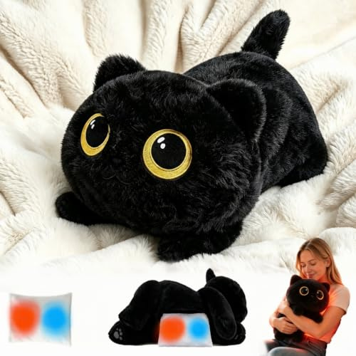 capybaraflying Gewichtete Schwarze Katzen Plüschtier 50cm/2.2lb,simuliertes Gewichtete Katzen Plüschtierkissen,weiches Kuscheltier,geeignet für Schlafzimmer, Wohnzimmer und als Partydekoration.