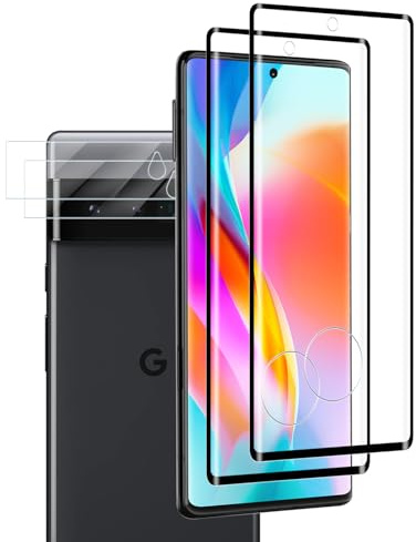 VideoSecu 2+2 Stück für Panzerglas für Google Pixel 6 Pro Kamera Schutzfolie, 9H Härte Blasenfrei Gehärtetes Glas Displayschutzfolie - 99% Touchgenauigkeit, Kratzfest, Vollständige Abdeckung