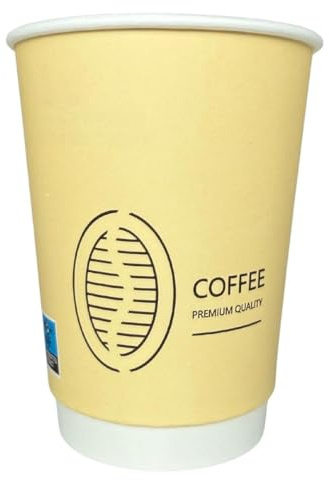 ECOPICNIC 500 tazas de café premium de 400 ml, de doble capa, color amarillo, vasos térmicos desechables para bebidas calientes, suministros de catering, café, té