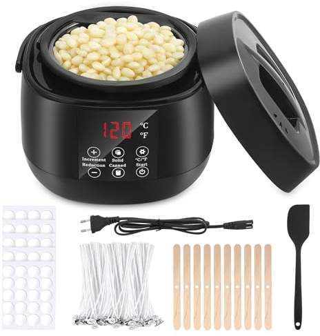 Nastopee Sciogli Cera per Candele, 1L Scalda Cera per Candele, Kit per Candele Fai Da Te Con Beccuccio, Stoppini, Adesivi per Stoppini, Dispositivo Di Centraggio, Cucchiaio Incluso