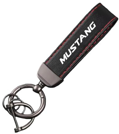 SDYAYFGE Porte-clés Anti-Perte,pour Mustang Key Voiture Chain Cuir Rings Multifonction Porte Étanche Anti-Rayures Clef Gifts,A