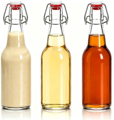 Punorric Salad Dressing Bottle Set of 3, 500ml Glass Shaker Bottle, Salad Dressing Container with Leakproof Lid, Glass Sauce Bottles for Kitchen Accessories, Oil Vinegar Dressing Pots