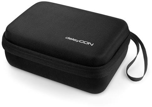 deleyCON Reise Zubehör Organizer Tasche Filz Klein Hardcase - Schwarz | Mit Trennwänden, für Elektronik, Ladegerät, Netzteil, Kabel, Auto, Reisezubehör, Haarschneidemaschine, Kamera und Werkzeug