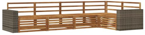 vidaXL Outdoor-Sofagarnitur 5 pcs Natur 331 x 172,5 x 73 cm, Patio Lounge, modernes Sofa für draußen, wetterfestes Gartenmöbel, bequemes Terrassen-Set