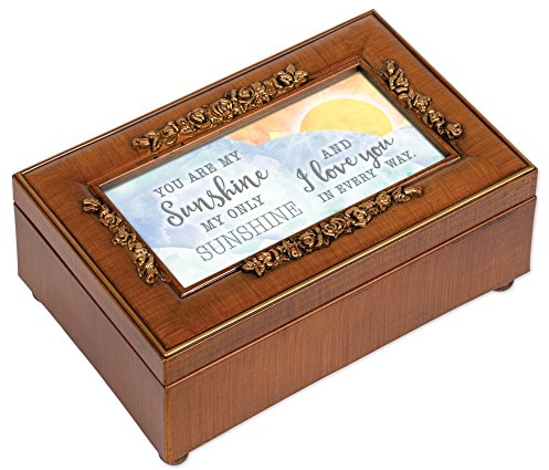 Cottage Garden Love You in Every Way Holzmaserung, geprägt, Spieluhr mit Aufschrift You Are My Sunshine