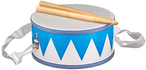 goki 61898 Trommel aus Holz Ø 20,3 cm, Höhe 10 cm mit verstellbarem Schultergurt – kindgerechtes Musikinstrument