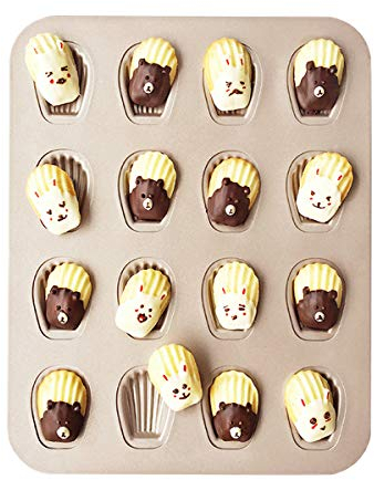 CANDeal 16 Cups Heavy Duty Shell Shape Baking Cake Mold Pan, Carbon Steel Nonstick Madeleine Pan,Madeline Bakeware Mold for Oven Baking