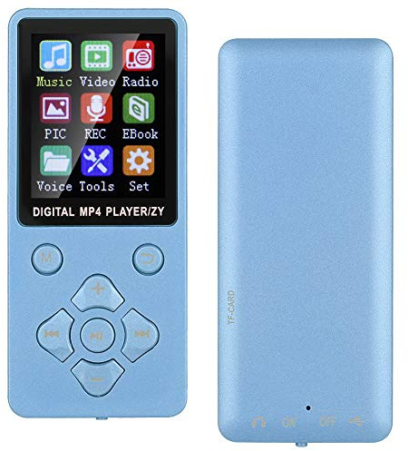 Denash MP4 MP3 Player, 1.8 Inch Screen Portable Bluetooth Digital Music Player, Radio Recording Video HIFI Sound Stereo Speaker, Expandable 32GB TF Card(Blue)