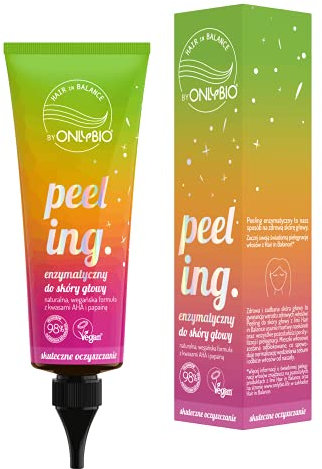 ONLYBIO Hair Balance Kopfhaut Enzympeeling mit AHA Säuren für gesunde Kopfhaut Haarwuchs - vegan & natürlich mit Litschiduft
