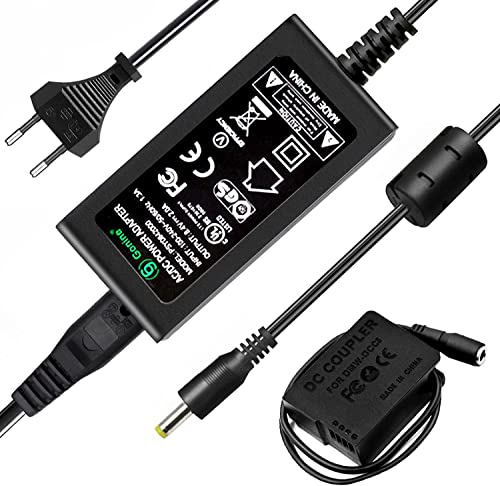 DMW-DCC8 DMW-AC8 Netzteil DC-Koppler-Ladegerät für PANASONIC DMC-FZ200, FZ1000, GH2, G5, G6, G7 Digitalkameras (PANASONIC DMW-BLC12 Batteriewechsel)