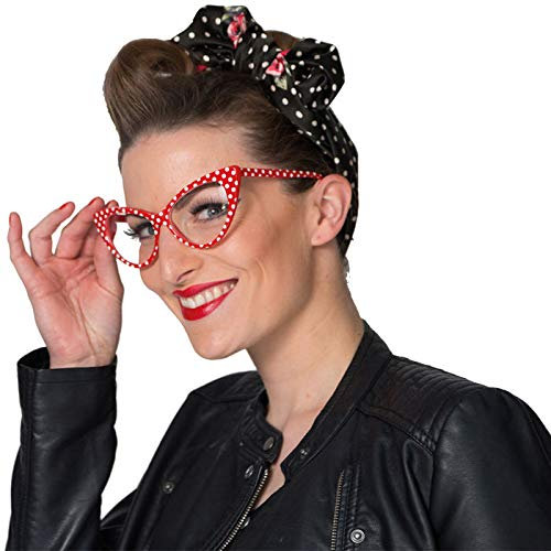 WOOOOZY Brille Retro gepunktet, rot-weiß