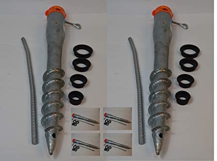 Bodenhülse 6 Stück Einschraubbodenhülse Bodendübel Einschraubhülse verzinkt 25-64 mm, Länge ca. 60 cm Mit den beiliegenden Adaptern auf viele Durchmesser passend (25,34,40,48 und 64mm)