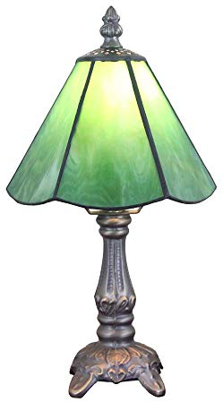 Tokira Tiffany-Stil Tischlampe Klein, E14 6 Zoll Grün Mehrfarbiges Glas Lampenschirm, Süße kleine Tischlampe fürs Kinderzimmer, gemütliche Mini-Schlafzimmer-Nachttischlampe(Ohne Glühbirnen)