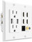 TNP Multimedia Outlet Box (White) - HDMI Outlet Wall Plate with USB Charging, USB Wall Plate Charger and Power Outlet 15A, 4 HDMI Ports, 1 Cat6 RJ45 Ethernet Port, Coaxial Cable Outlet, Keystone Jack