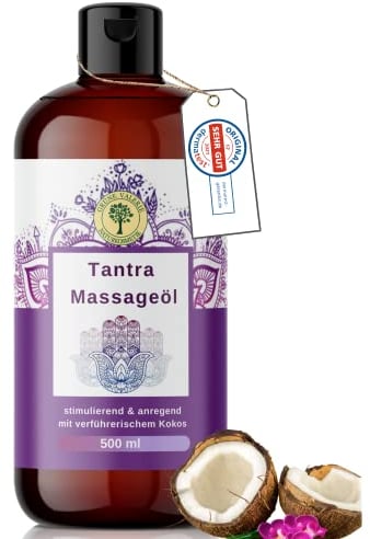 GRÜNE VALERIE® XXL 500 ML Tantra - Massageöl - mit fruchtigem Kokos - |[DERMATEST: EXELLENT] - Relax! | Qualitäts Öl aus Italien