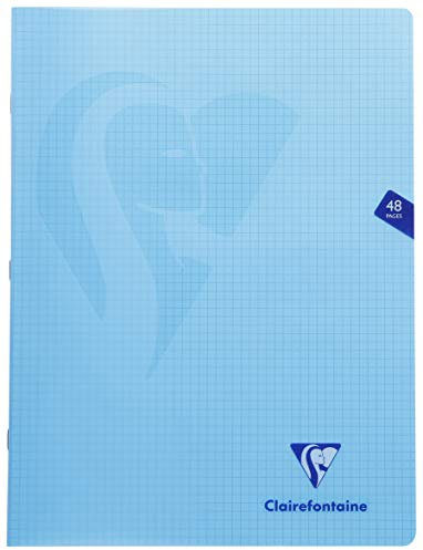 Clairefontaine 303362C Lot de 10 Cahiers Agrafés Mimesys - 24x32 cm - 96 Pages Petits Carreaux - Papier Blanc 90 g - Couverture Polypro Transparent - Couleurs Aléatoires