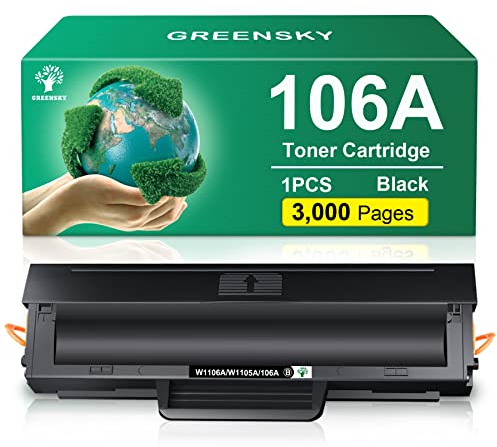 GREENSKY 106A W1106A Toner (3,000 Seiten) Kompatibel für HP 106A Toner für HP 107w Toner 107a 107r Laser MFP 135wg 135a 135w 135r 137fnw 137fwg (Schwarz, 1er-Pack)