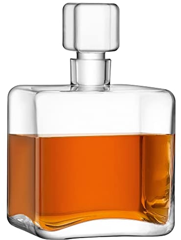 LSA International Cask Carafe à décanter carrée en verre soufflé à la bouche et fait à la main 1 L Transparent