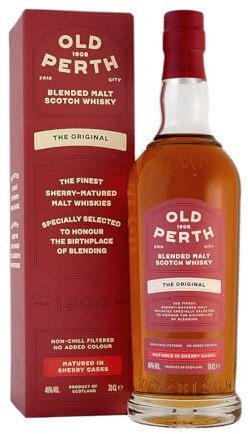 Old Perth Original | Blended Malt Scotch Whisky | 70cl Gift Box | 46% ABV | Matured In Sherry Casks | Non Chill Filtered | No Added Colour | Award Winning Whisky | Distilled & Bottled in Scotland
