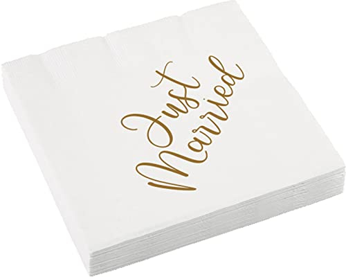 16 Servietten * JUST MARRIED * für als Deko eine Hochzeit | Wedding Party Napkins Weiße Papierservietten