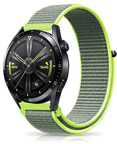 Niboow 22mm Cinturino per Huawei Watch GT 5 46mm/GT 5 Pro 46mm/GT 4 46mm/GT 3 Pro 46mm/GT 3 46mm/GT Runner/GT 2 46mm/GT Classic, Nylon Cinturino per Huawei Watch 4 Pro/Watch 4/Watch Buds - Giallo