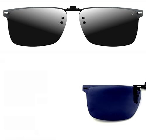 CREYESTAL Clip Lunettes de Soleil Polarisées, Traité Anti-Reflets pour un Confort Visuel Optimal, Ultra Léger, Relevable, 100% Anti-UV, Certifié CE