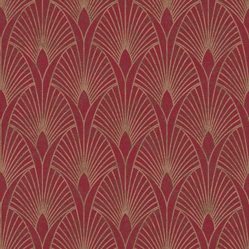 Papier peint de luxe exclusif Profhome 374274-GU papier peint intissé légèrement texturé design brillant rouge or 5,33 m2