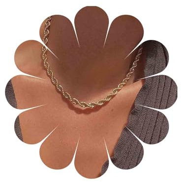 Allereya Collana a Catena Intrecciata Collana a Catena a Corda Intrecciata Collana a Corda Intrecciata in Oro Collana a Catena a Corda Intrecciata Gioielli per Donne e Ragazze