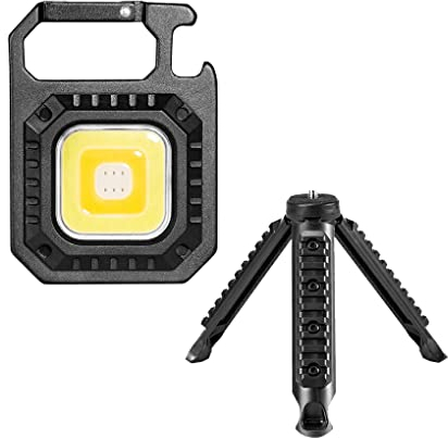 COB Mini Flashlight Camping Hiking Traveling Exploring Keychain Light 7 Modes Foldable Keyring Lamp with Tripod