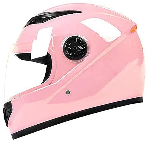 Casque intégral de vélo de Rue avec écharpe d'hiver Amovible Homologué Dot/ECE Casque de Moto cyclomoteur de Course avec visière pour Homme et Femme,Rose,One Size