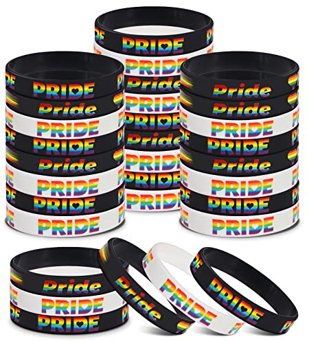 MWOOT Pride Armband, 30 Stück Gay Lesbian LGBT Silikon Armbänder, CSD Pride Accessoires, Pride Bracelets for LGBTQ+ Pride Parade, Regenbogen Deko Zubehör for Gay Lesbian Pride Demo