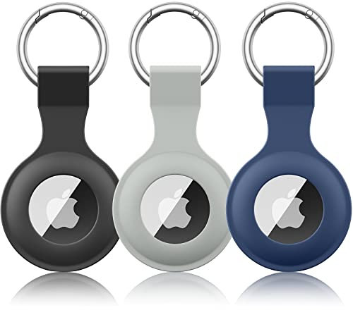 3 Pièces Oumida Coque AirTag Porte Clés pour Apple Airtag, Étuis en Silicone pour Apple Airtag avec Porte Clés, Mini Coque de Protection pour Apple AirTag Tracker pour Sacs à Dos