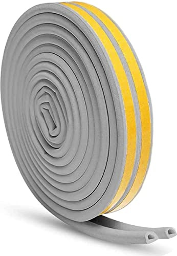 Simple Fix Zugband - Zugluftstopper für Türen - 7.5 Meter - D-Profil 5MM x 9MM - Türdichtung - Tür Dichtungsband Selbstklebend und Isolierend - Grau