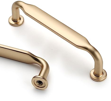 Asidrama 10 Stück 96 mm gebürstetes Messing Küchenschrankgriffe Schrankgriffe Möbelgriffe Küchenschrank Hardware für Schrank Schublade Griffe Kommode