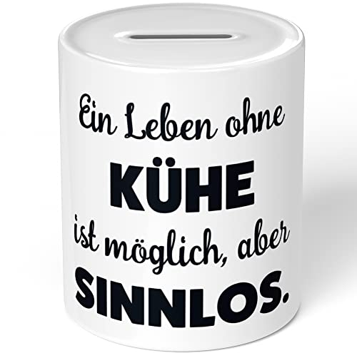 JUNIWORDS Spardose Sparbüchse, EIN Leben ohne Kühe ist möglich, Aber sinnlos (1009706)