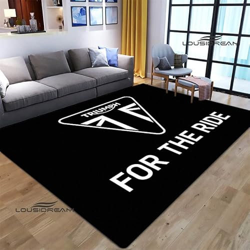 bailongma T-Riumph Motorrad Logo Gedruckter Flanellteppich Schönes rutschfestes Türpolster Yogamatte Anime Teppich D414 140×200CM