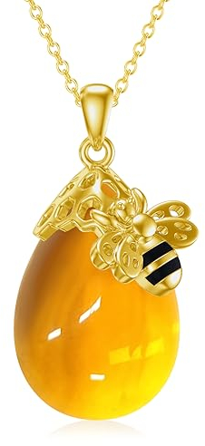 VONALA Biene Halskette aus 925er-Sterlingsilber für Damen, gelber Kristall-Anhänger, Schmuck für Liebhaber, sicherer, hypoallergener Silberschmuck, Geschenk für Mutter, Ehefrau, Geburtstag