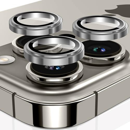 KoGiio Protector de Lente de Cámara Compatible con iPhone 15 Pro/iPhone 15 Pro Max, 9H Cristal Templado Aleación de Aluminio Protectores Objetivos Compatible con iPhone 15 Pro / 15 Pro Max -Gris