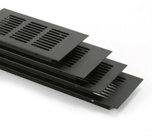 Air Vent Grille Cover, Black Square Aluminum Alloy Black Vent Cover for Cupboard Wardrobe Ventilation(100X200mm)