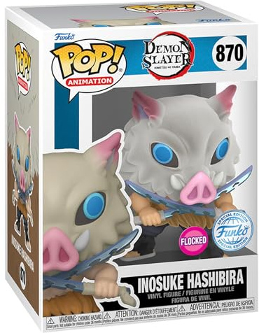 Funko POP! Animation - Demon Slayer - Inosuke - Beflockt- Vinyl-Sammelfigur - Geschenkidee - Offizielle Handelswaren - Spielzeug Für Kinder und Erwachsene - Anime Fans