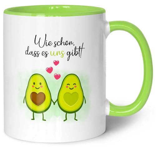 GRAVURZEILE Bedruckte Tasse mit Spruch - Avocado Love - Geschenk für Paare zum Valentinstag - Spülmaschine & Mikrowelle geeignet - Partner Geschenke für Sie & Ihn - Farbe: Grün
