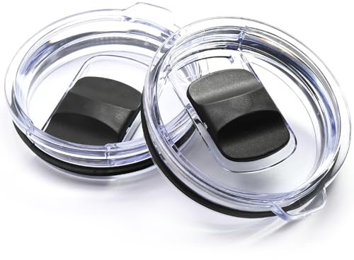 Seimneire 2 Pcs Plastic Tumbler with Slide Lid, 20oz Water Bottle Lid Replacement, Spill Proof Tumbler Cover for Travel (Black)