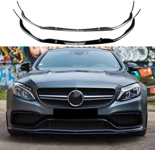 ISTOVO Auto Frontspoiler für Mercedes Benz C-Class W205 C205 S205 C63 AMG 2015-2022, Stoßstange Lippe Front Spoiler, Tuning Auto zubehör,Glossy Black