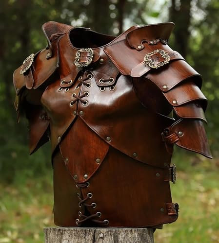 Mittelalterlicher Brustpanzer, Herrenweste, Lederrüstung, mittelalterliche Brustpanzer, Nieten, Schnürung, verstellbarer Kampfanzug, Cosplay, Halloween-Kostüm, Brustpanzer, für Geburtstagsgeschenk