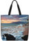 Strand-Maui-Hawaii-Tasche/Einkaufstasche, Motiv: Sonnenuntergang, Meer, Wellen, Wolken, großes Fassungsvermögen, wiederverwendbar, für Damen, Schwarz , Einheitsgröße
